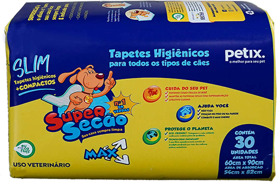 Tapete Higienico Super Secão Slim Max - 30 Unidades