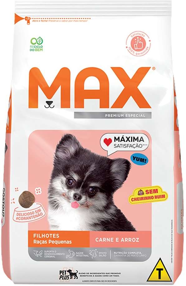 Ração Seca Max Carne e Arroz para Cães Filhotes de Porte Pequeno - 10,1Kg