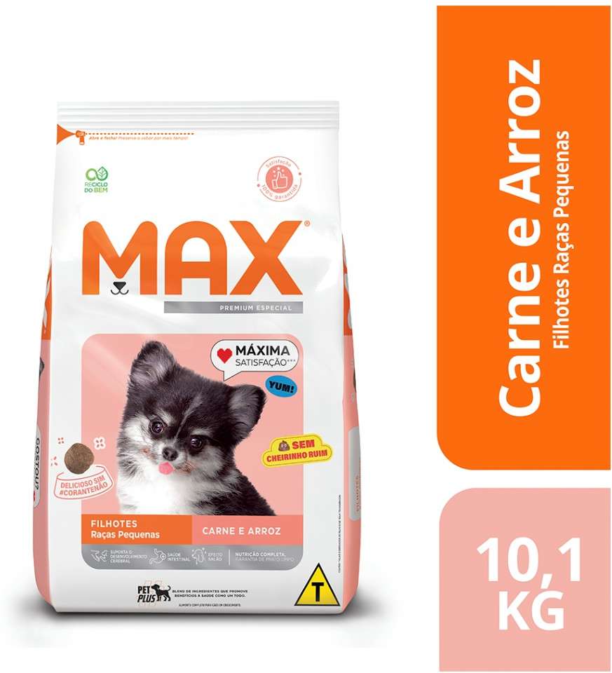 Ração Seca Max Carne e Arroz para Cães Filhotes de Porte Pequeno - 10,1Kg