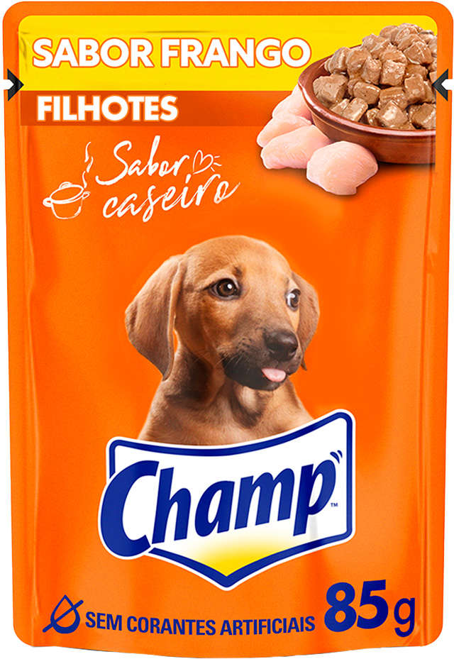 Ração Úmida Champ Sachê Sabor Caseiro Frango para Cães Filhotes - 85 g
