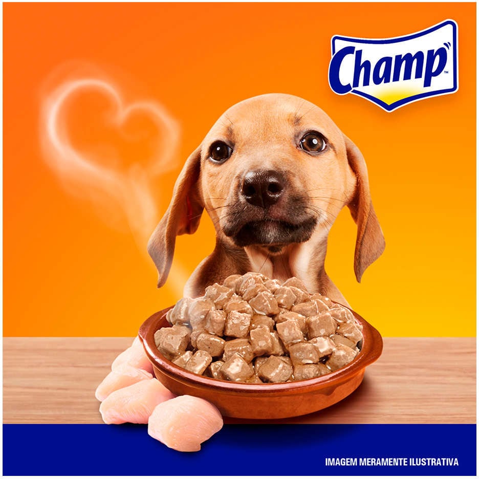 Ração Úmida Champ Sachê Sabor Caseiro Frango para Cães Filhotes - 85 g