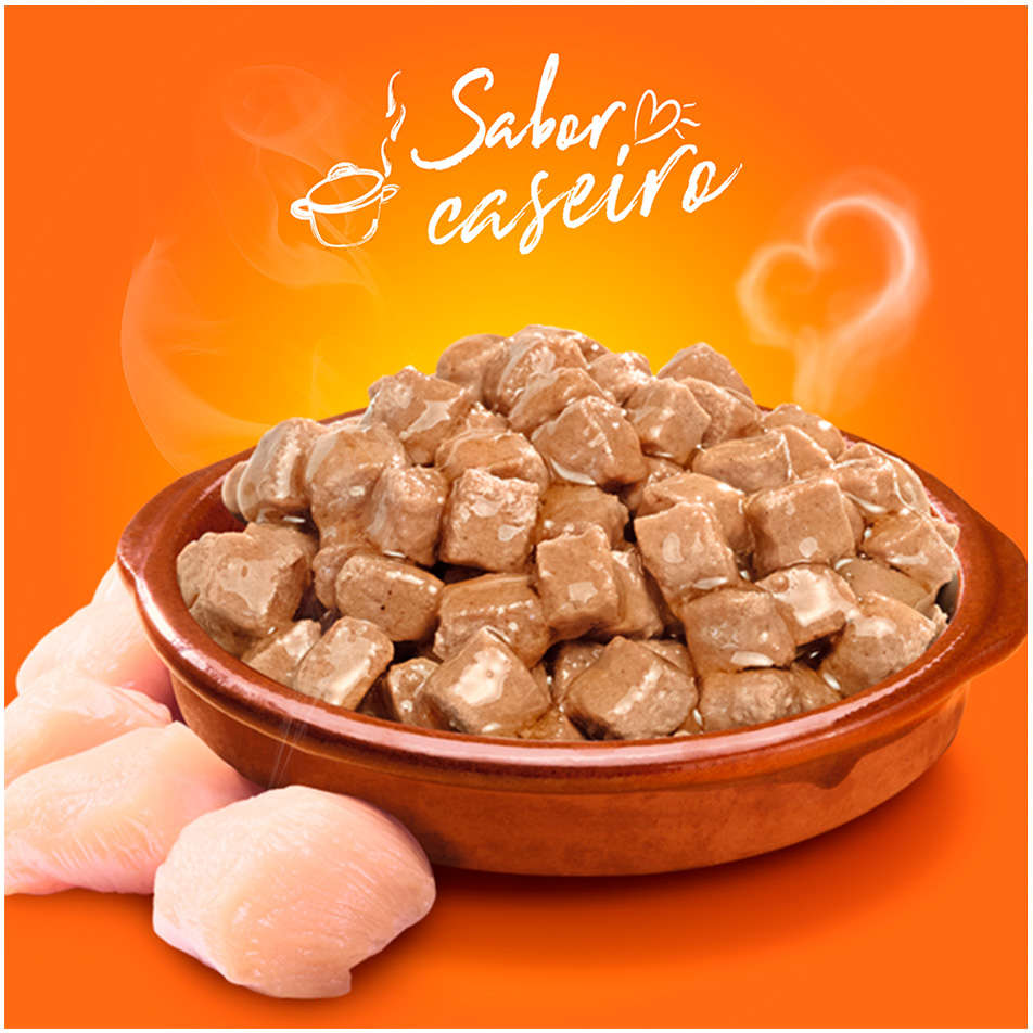 Ração Úmida Champ Sachê Sabor Caseiro Frango para Cães Filhotes - 85 g