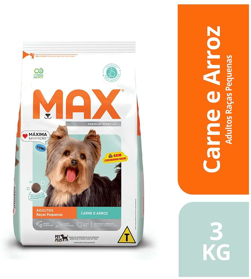 Ração Seca Max Carne e Arroz para Cães de Porte Pequeno - 3Kg