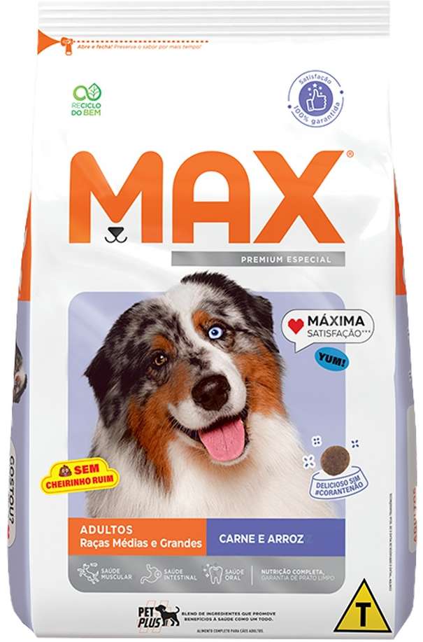 Ração Seca Max Carne e Arroz para Cães de Porte Médio e Grande - 20Kg