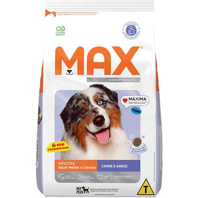 Ração Seca Max Carne e Arroz para Cães de Porte Médio e Grande