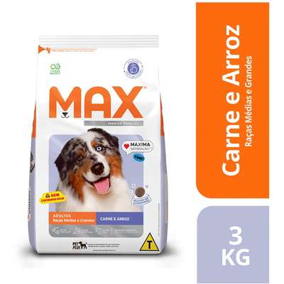 Ração Seca Max Carne e Arroz para Cães de Porte Médio e Grande