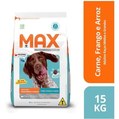 Ração Seca Max Carne, Frango e Arroz para Cães de Porte Médio e Grande