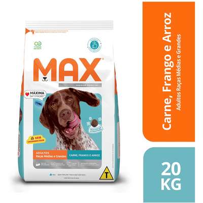 Ração Seca Max Carne, Frango e Arroz para Cães de Porte Médio e Grande