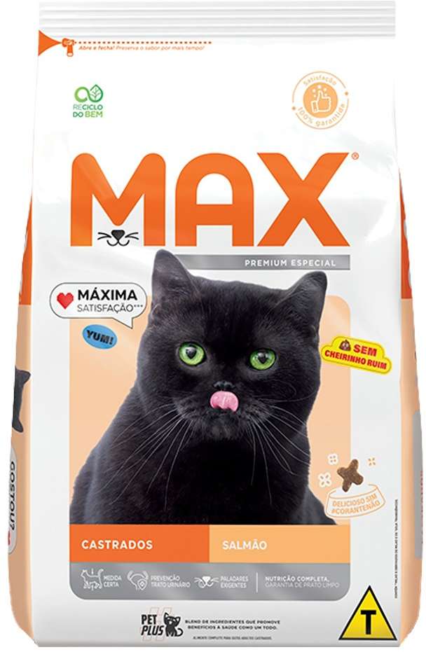 Ração Seca Max Salmão para Gatos Castrados - 20Kg