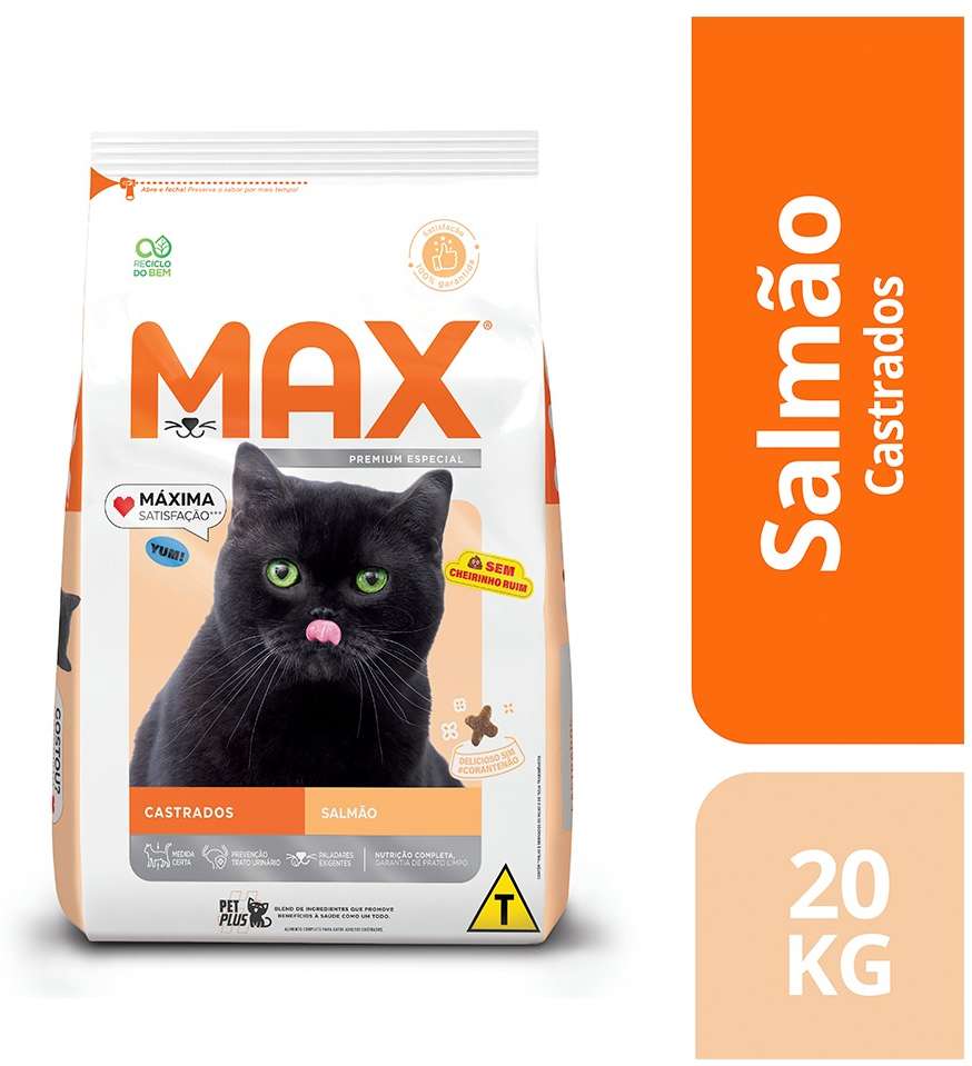 Ração Seca Max Salmão para Gatos Castrados - 20Kg