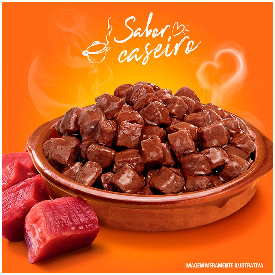 Ração Úmida Champ Sachê Sabor Caseiro Carne para Cães Adultos - 85 g