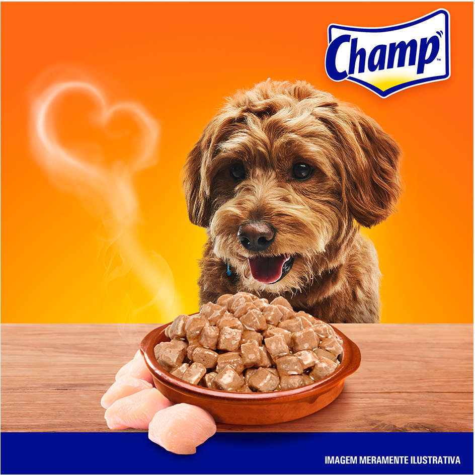 Ração Úmida Champ Sachê Sabor Caseiro Frango para Cães Adultos - 85 g