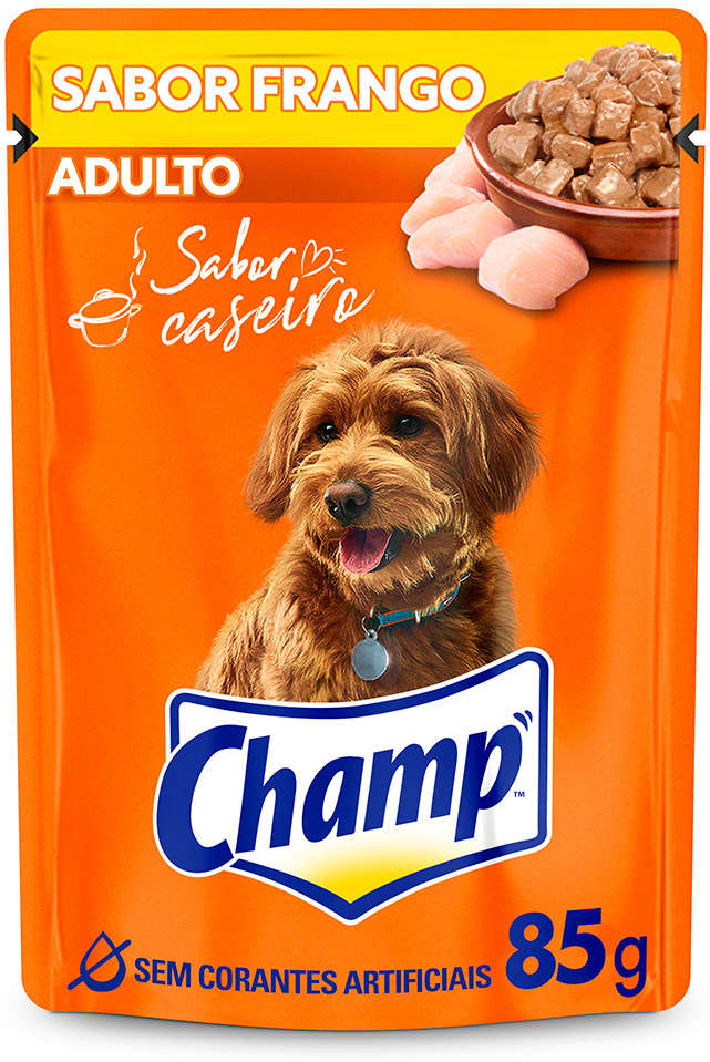 Ração Úmida Champ Sachê Sabor Caseiro Frango para Cães Adultos - 85 g
