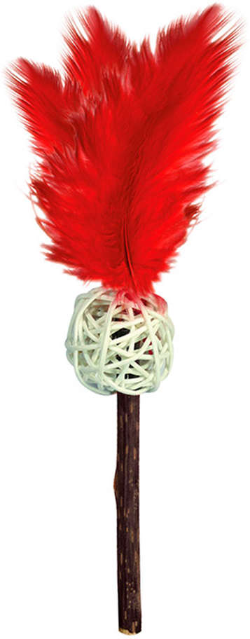 Brinquedo Stick Matatabi com Bolinha e Pena Vermelha para Gatos - Tam. Único