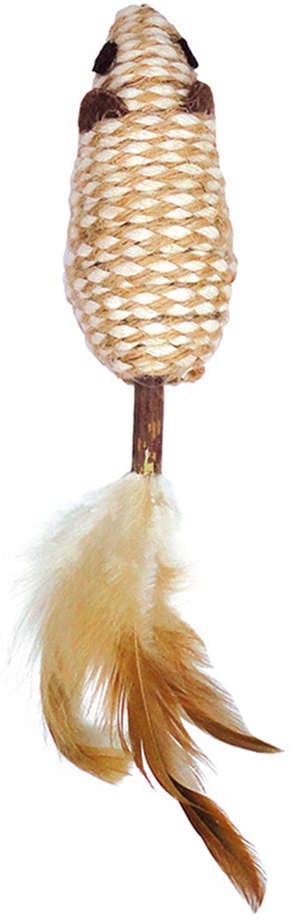 Brinquedo Ratinho Matatabi com Sitck e Pena para Gatos - Tam. Único