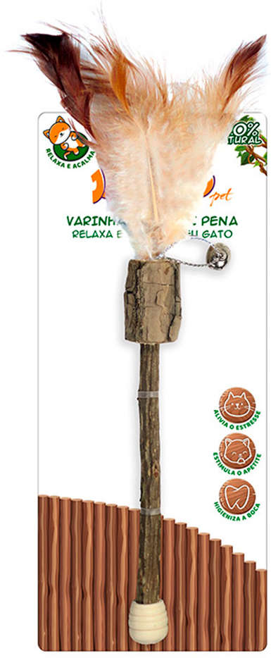 Brinquedo Varinha Matatabi com Pena para Gatos - Tam. Único