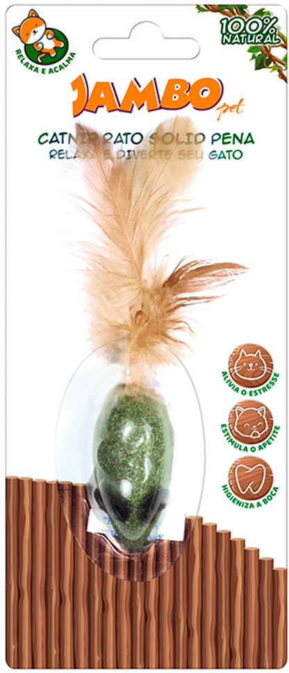 Brinquedo Ratinho de Catnip com Pena para Gatos - Tam. Único