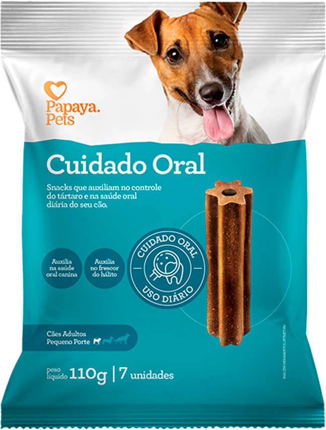Petisco Papaya Pets Cuidado Oral para Cães Adultos Porte Pequeno Sabor Frango - 110g