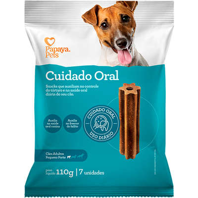 Petisco Papaya Pets Cuidado Oral para Cães Adultos Porte Pequeno Sabor Frango