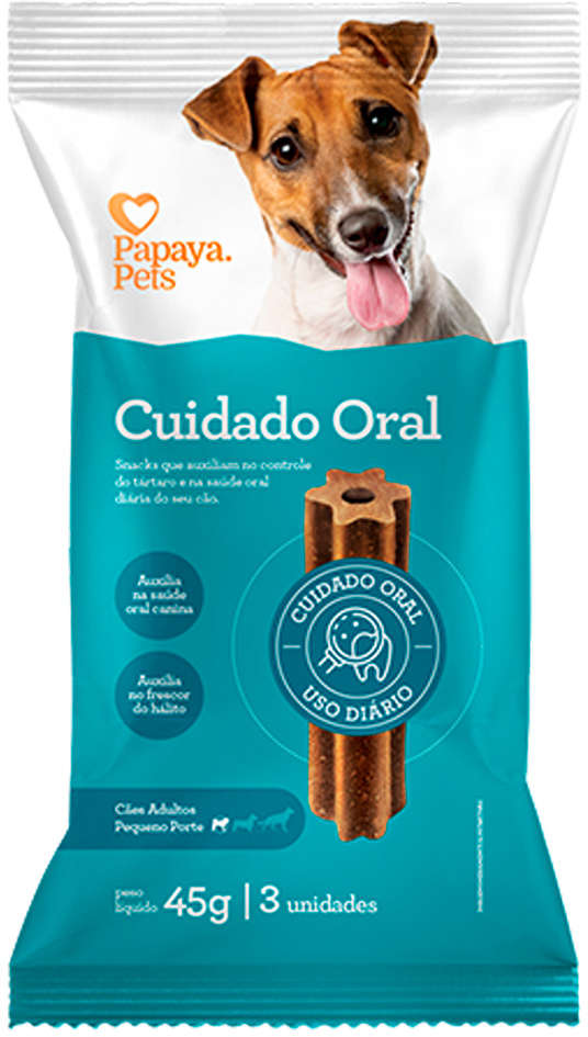 Petisco Papaya Pets Cuidado Oral para Cães Adultos Porte Pequeno Sabor Frango - 45g