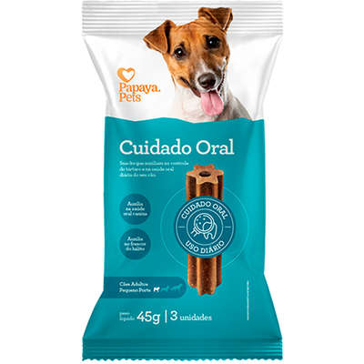 Petisco Papaya Pets Cuidado Oral para Cães Adultos Porte Pequeno Sabor Frango