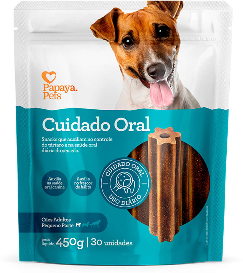 Petisco Papaya Pets Cuidado Oral para Cães Adultos Porte Pequeno Sabor Frango - 450g