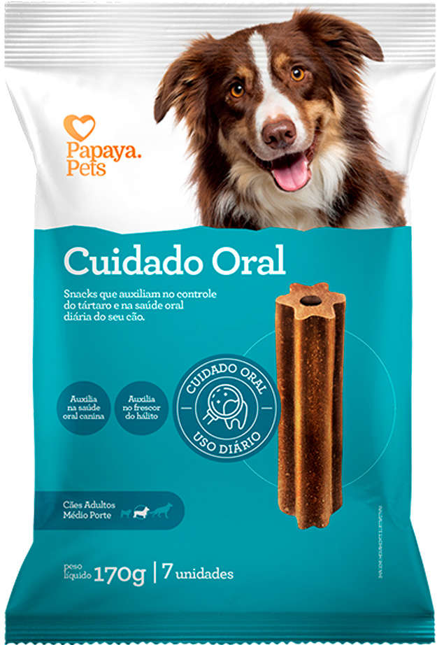 Petisco Papaya Pets Cuidado Oral para Cães Adultos Porte Médio Sabor Frango - 170g