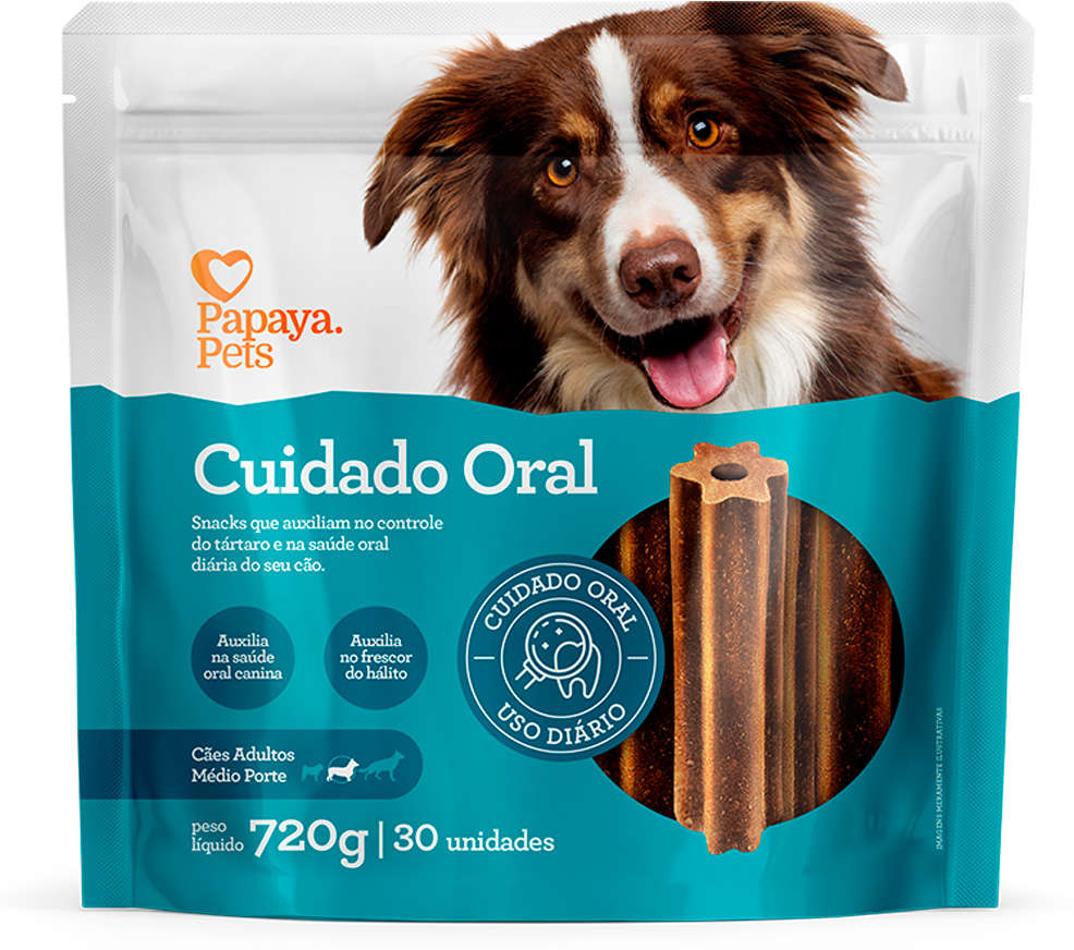 Petisco Papaya Pets Cuidado Oral para Cães Adultos Porte Médio Sabor Frango - 720g