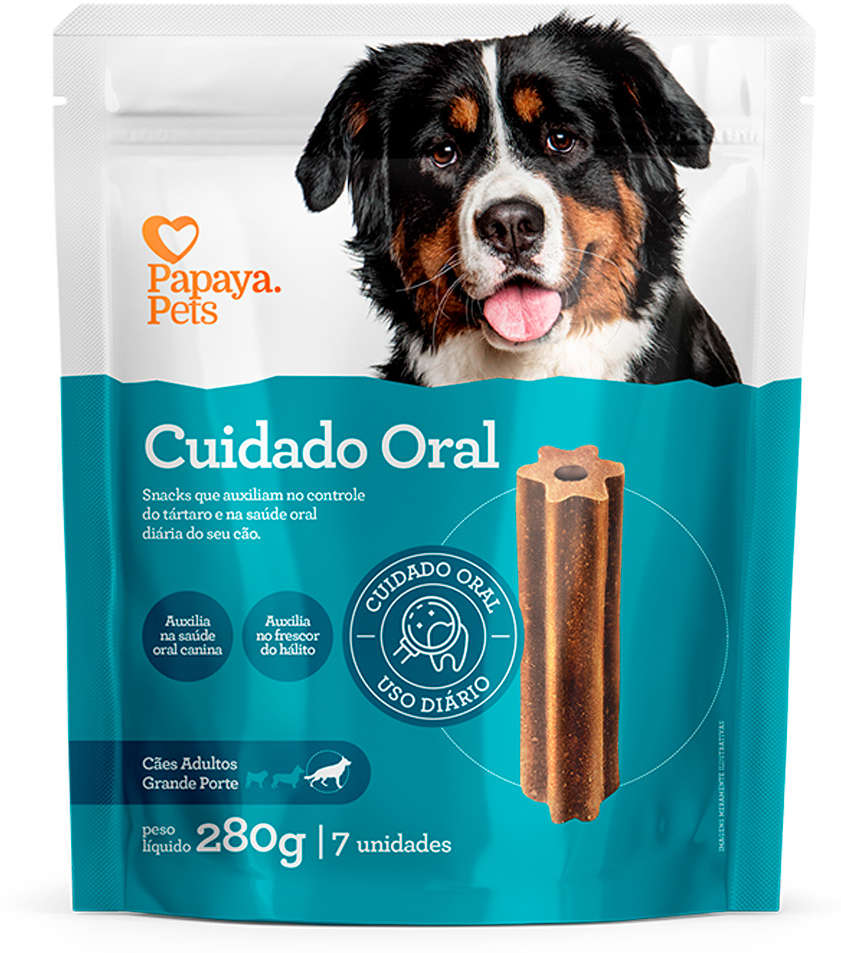 Petisco Papaya Pets Cuidado Oral para Cães Adultos Porte Grande Sabor Frango - 280g