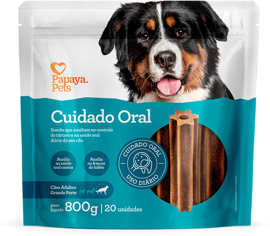 Petisco Papaya Pets Cuidado Oral para Cães Adultos Porte Grande Sabor Frango - 800g