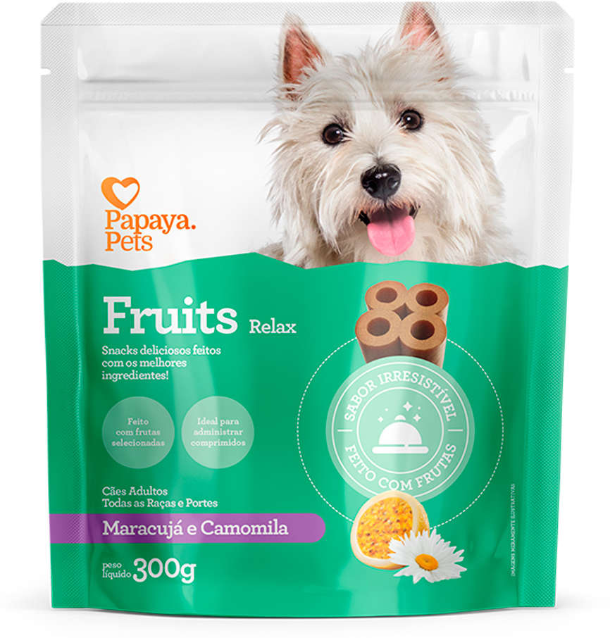 Petisco Papaya Pets Fruits Relax para Cães Adultos Sabor Maracujá - 300g