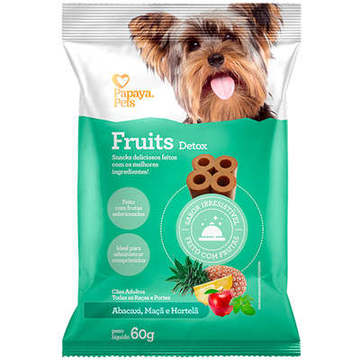 Petisco Papaya Pets Fruits Detox para Cães Adultos Sabor Abacaxi”