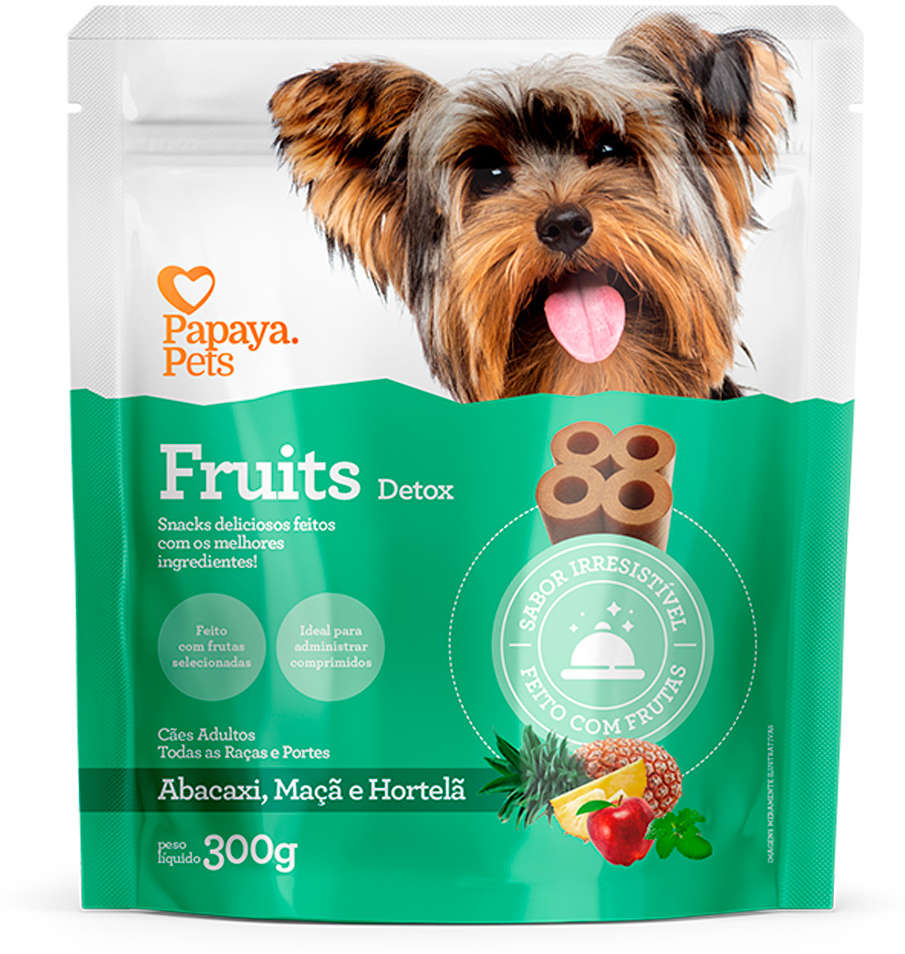 Petisco Papaya Pets Fruits Detox para Cães Adultos Sabor Abacaxi - 300g