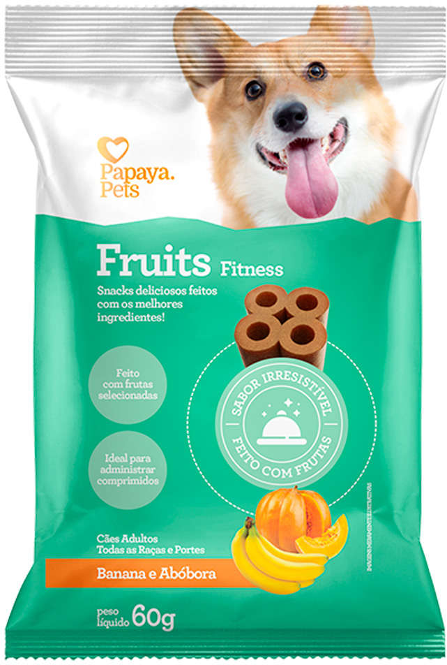 Petisco Papaya Pets Fruits Fitness para Cães Adultos Sabor Banana - 60g
