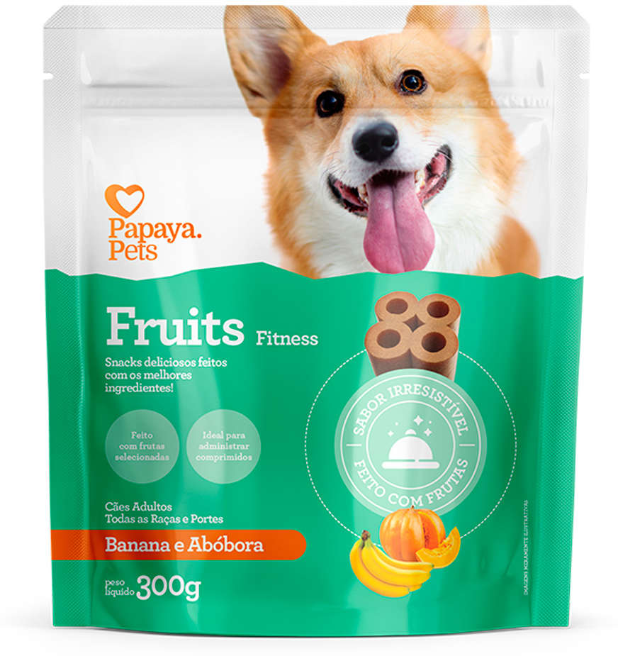 Petisco Papaya Pets Fruits Fitness para Cães Adultos Sabor Banana - 300g