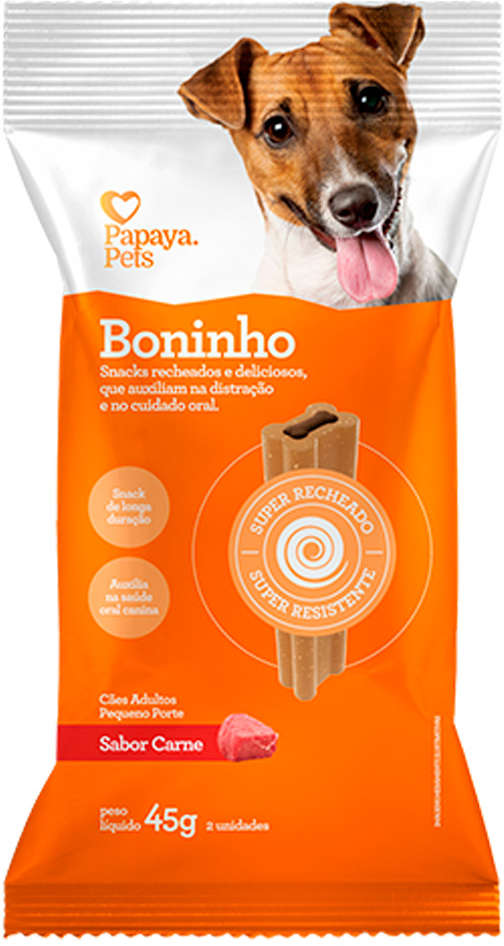 Petisco Papaya Pets Boninho para Cães Adultos Porte Pequeno Sabor Carne - 45g