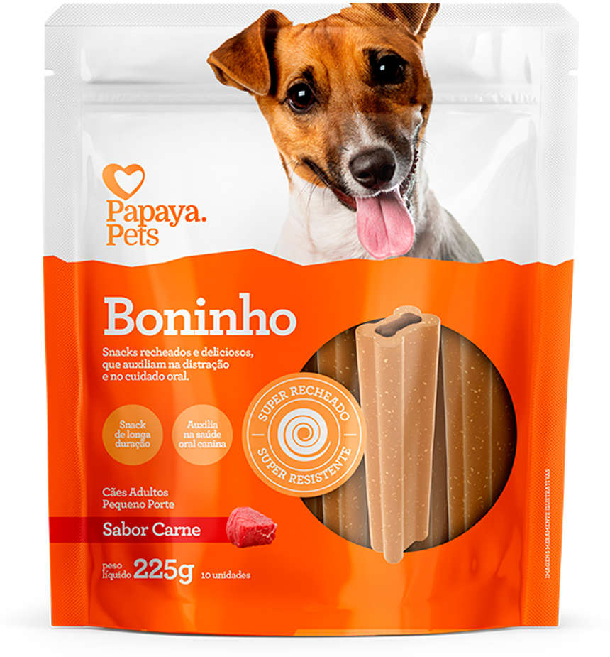 Petisco Papaya Pets Boninho para Cães Adultos Porte Pequeno Sabor Carne - 225g