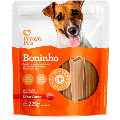 Petisco Papaya Pets Boninho para Cães Adultos Porte Pequeno Sabor Carne