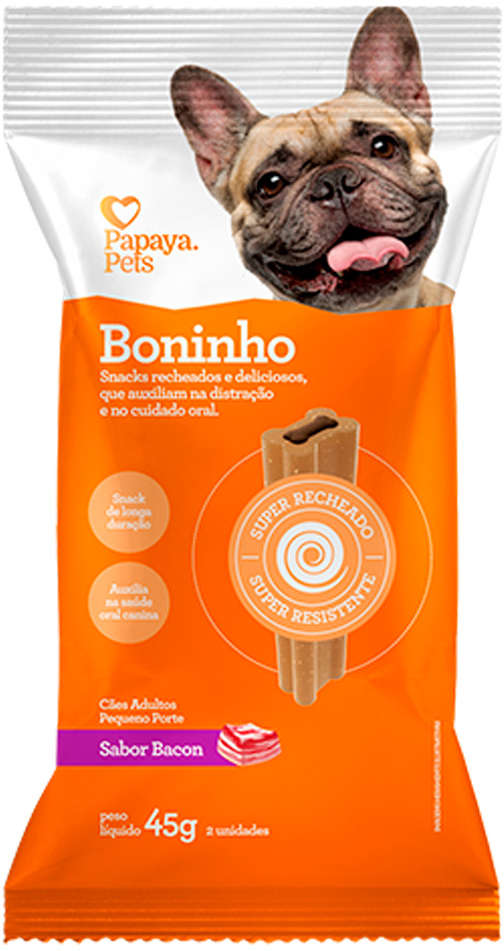 Petisco Papaya Pets Boninho para Cães Adultos Porte Pequeno Sabor Bacon - 45g