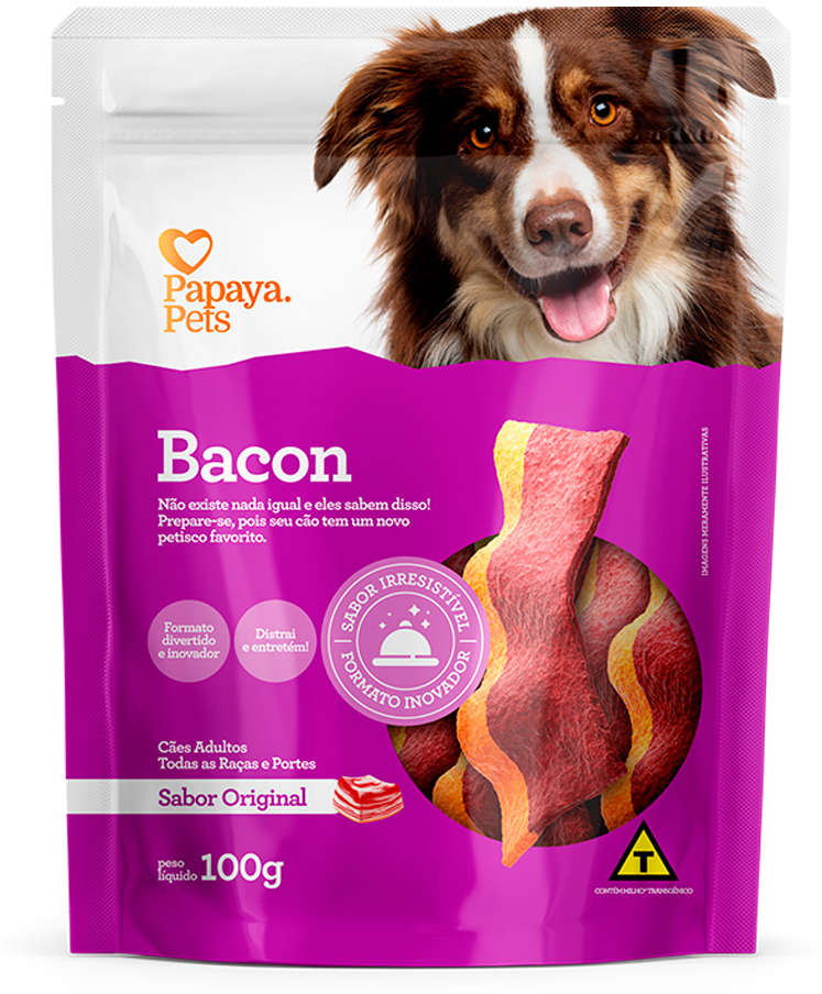 Petisco Papaya Pets Bacon para Cães Adultos Sabor Original - 100g