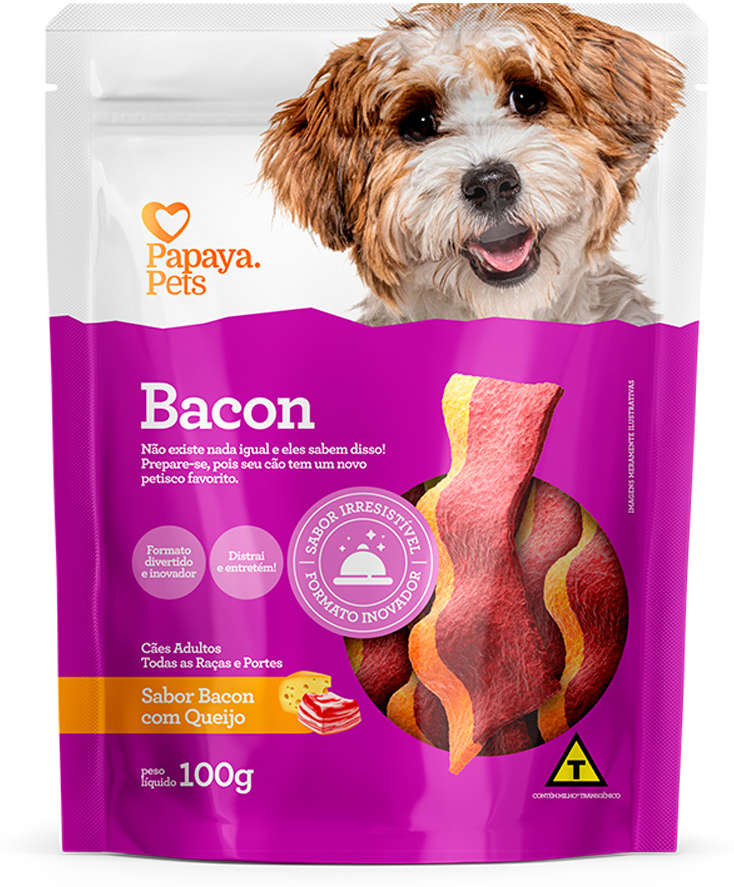 Petisco Papaya Pets Bacon para Cães Adultos Sabor Bacon com Queijo - 100g