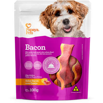 Petisco Papaya Pets Bacon para Cães Adultos Sabor Bacon com Queijo”