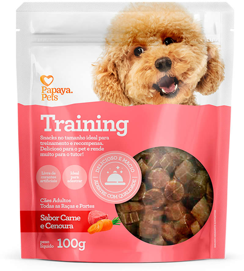 Petisco Papaya Pets Training para Cães Adultos Sabor Carne e Cenoura - 100g