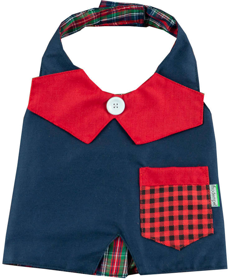 Colete com Bolso e Gola ModernPet Festa Junina Jeans - Tam. EG