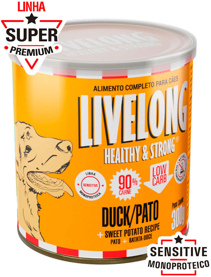 Alimento Natural Livelong Pato para Cães - 300 g