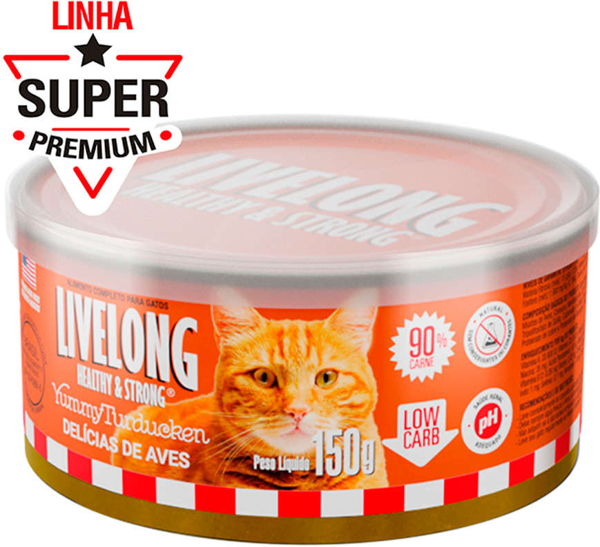 Alimento Natural Livelong Delícias de Aves para Gatos - 150 g