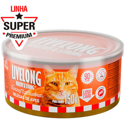 Alimento Natural Livelong Sabor Delícias de Aves para Gatos”