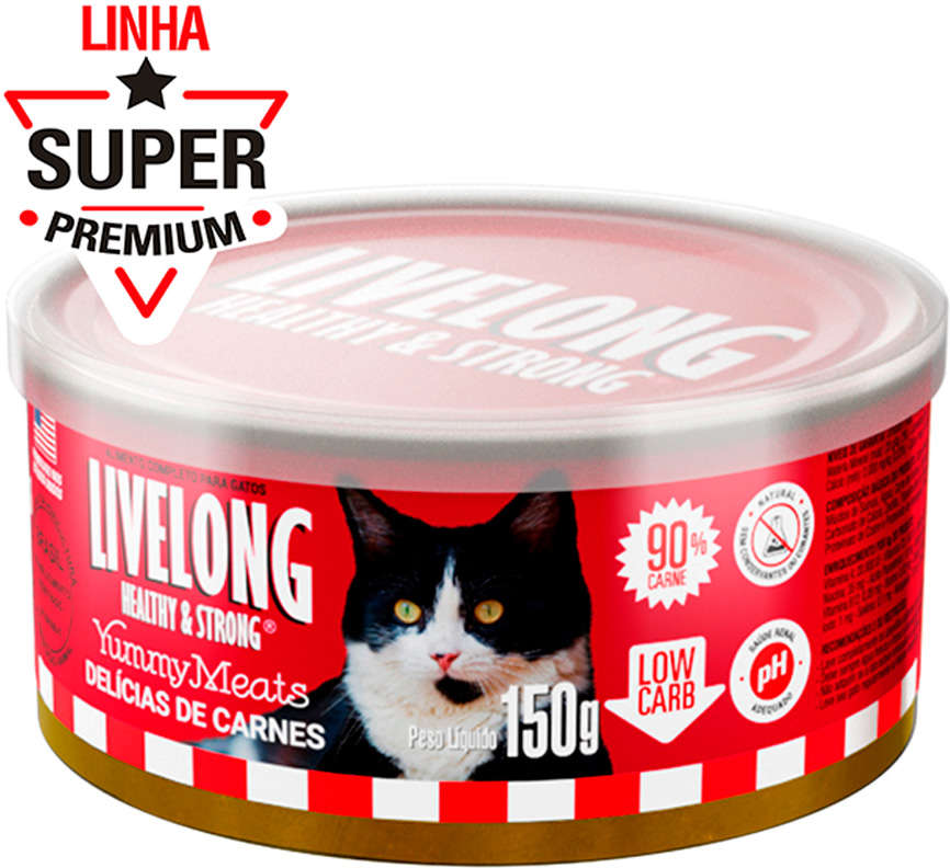 Alimento Natural Livelong Delícias de Carne para Gatos - 150 g