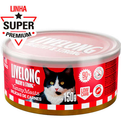 Alimento Natural Livelong Sabor Delícias de Carne para Gatos