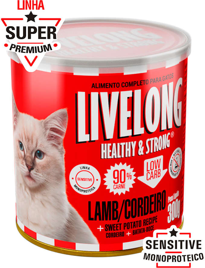 Alimento Natural Livelong Cordeiro para Gatos - 300 g